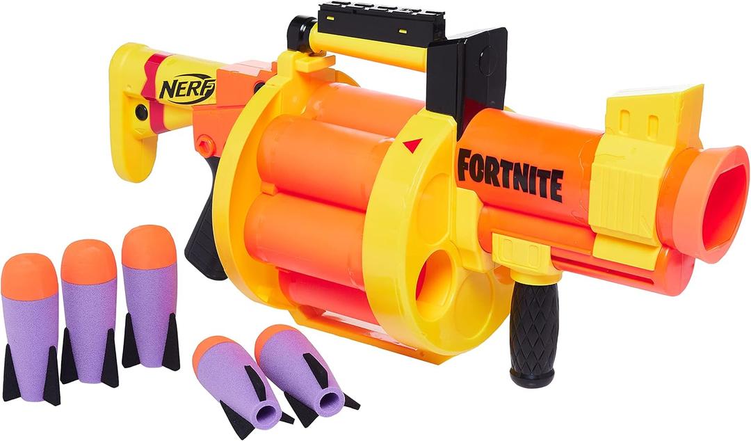 Nerf Fortnite GL Rocket-Firing Blaster – 6-Rocket Drum, Pump-to-Fire – Includes 6 Official Nerf Rockets – for Youth, Teen, Adult, 91.44 x 12.7 x 34.93 cm