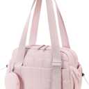 CAMTOP Mini Gym Bag for Women, Small Gym Tote Bag Puffy Quilted Sports Duffel Bag with Wet Compartment and Coin Purse Duffel Bags Dance Yoga Workout Bag (Pink)