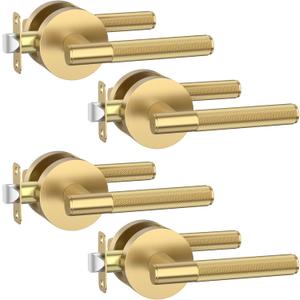 Asidrama 4 Pack Passage Champagne Bronze Door Handles, Door Lever with Door Knobs Indoor for Bedroom or Bathroom, Heavy Duty Door Handles Interior with Locks for Left Right Sided Doors