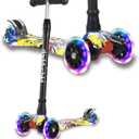 Scooters for Kids 3 Wheel Kick Scooter for Toddlers Girls & Boys, 4 Adjustable Height, Lean to Steer, Extra-Wide Deck, Light Up Wheels for Children from 3 to 14 Years Old