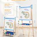 YOHOOLYO Kids Easel Wooden Children Art Easel Paper Roll,Double Sided Magnetic Whiteboard Chalkboard Dry Eraser Adjustable Height for Boys Girls Gifts, 20" x 16" x 4"