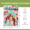 3 x Welcome Spring Summer Cardinal Floral Decorative Garden Flag, Red Birds Pink Magnolia Flower Small Yard Outside Decorations, Farmhouse Burlap Outdoor Home Decor Double Sided 12 x 18, (Mix, 3 Packs)