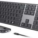 seenda Wireless Bluetooth Keyboard and Mouse Combo (USB + Dual BT), SKM64-3 Multi-Device Rechargeable Slim Keyboard and Mouse, Compatible for Win 7/8/10, MacBook Pro/Air, iPad, Tablet - Black Gray
