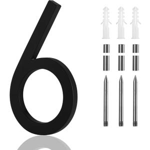 9 Inch House Numbers For Outside Modern, Metal Large Address Numbers For House Outdoor Matte Black Floating Flush Mount Zinc Modern Address Numbers 9