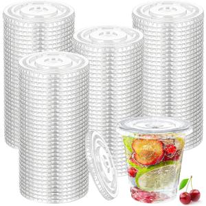 200 Pcs Plastic Lids Disposable Clear Flat Cup Lids with Straw Slot Fit for 12 Oz, 16 Oz, 20 Oz and 24 Oz Cups for Coffee Cold Drinks Milkshake Ice Cream Party (PET)