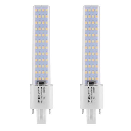 PINSUNLUX GX23 Base LED Bulbs 13W CFL Equivalent,2-Pin PL Horizontal LED Light,3 Color Selectable Warm White/Nature White/Cool White/ 360° Beam,100–277V Plug-and-Play,CFL Replacement,2 Pack. (GX23)