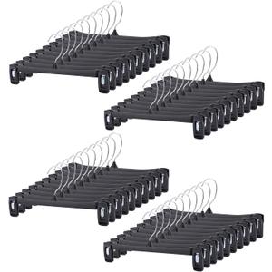 Tosnail 40 Pack 12 Inch Plastic Skirt Pants Clothes Hangers with Non-Slip Big Clips and Swivel Hook - Black