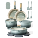 CAROTE 20Pcs Titanium Cookware Set, Pots and Pans Set Non Stick, Kitchen Cooking Set with Detachable Handle, Non Toxic Induction Cookware, Dishwasher/Oven Safe