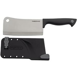 Farberware Edgekeeper 6-Inch Cleaver Knife with Self-Sharpening Blade Cover, High Carbon-Stainless Steel Kitchen Knife with Ergonomic Handle, Razor-Sharp Knife, Black