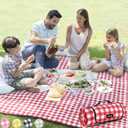 ZAZE Picnic Blanket Extra Large Waterproof, 80''x80''Checkered Picnic Blankets Beach, Outdoor, Camping on Grass Accessories Couple Ideas Wedding Registry Gifts (Red and White)