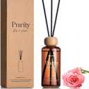 M&SENSE Rose Amber Reed Diffuser: 6.3 fl oz Non-Toxic Aroma Set with Sticks, Light & Subtle Fragrance, Long-Lasting Natural Essential Oil Gifts for Bedroom, Shelf Decor & Small Spaces