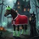 Paterr 7 Pcs Christmas Horse Accessory Set Xmas Santa Elf Horse Cape Halters Leg Wraps Hat Tack Costume Set (Red, Green)