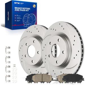 KAX Front Brake Kit, Drilled and Slotted Brake Rotors, Ceramic Brake Pads | Fits Nissan Rogue 2014 2015 2016 2017, 11.65in Front Brake Rotors and Pads Kit, Automotive Replacement Brake Kit