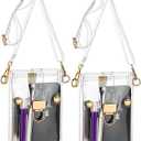 Clear Bag Stadium Approved 2 Pieces Transparent Crossbody Bag Clear PVC Bag Plastic Clear Side Bag See Through Crossbody Bags for Women Girls Men Cell Phone Sporting Events Concert School