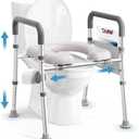 Soundfuse Toilet Seat Riser for Seniors, Raised Toilet Seat with Handles, Adjustable Height & Width, 400lb Handicap Elevated Toilet Seat, Fit Any Toilet