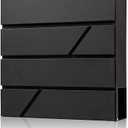 Mailbox Wall Mount,Large Capacity Locking Mailbox for Outside,Galvanized Steel Cover and Rust-Proof Metal Post Box with Newspaper Holder,14.6"x14.6"x4.3" Black,MD025B