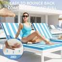 L'AGRATY Outdoor Lounge Chaise Cushion: 72x21x3 Inch Waterproof Lounge Chair Cushion for Outdoor Furniture with Fade Resistant Removable Cover - Patio Cushions for Pool Lawn Deck(Blue White 2Pcs)