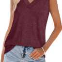 WIHOLL Tank Tops for Women Summer V Neck T Shirts Trendy Sleeveless Basic Tees Fashion Clothing (M)