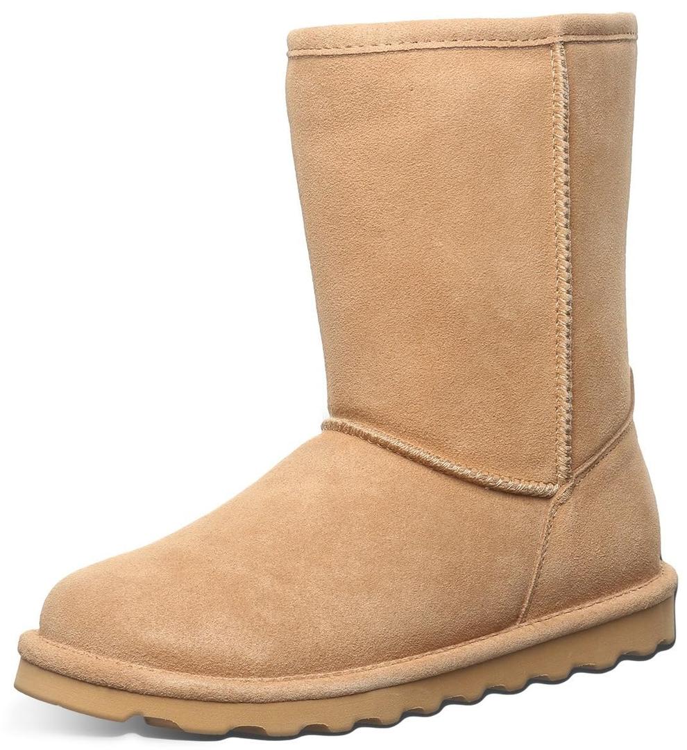 BEARPAW Women's Elle Short Iced Coffee Size 9 | Classic Suede Pull On Fashion Boot | Cozy Winter Boots for Women, Coffee 