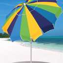 Rio Brands 7' Alternating 20-Panel Beach Umbrella with Sand Anchor and Carrying Bag, Blue Multicolor
