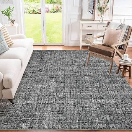 Grey Area Rug Black No Slip