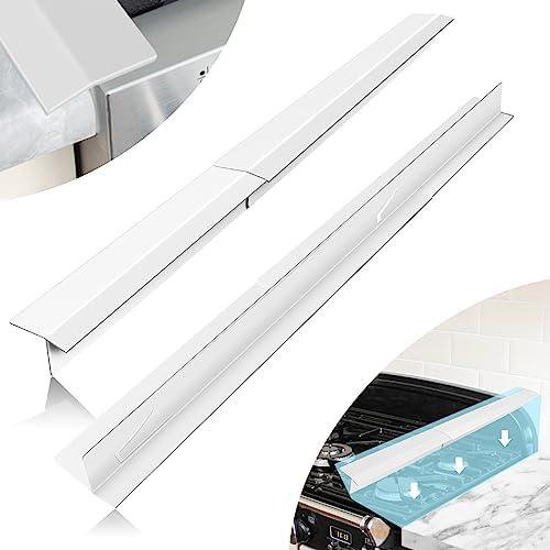 16.5"-33" Stove Counter Gap Covers, Stainless Steel Stove Guard, Cooktop Trim Kit, Stove Gap Guards, Oven Gap Filler, Heat Resistant & Effectively Protect Stove Gap Filler,White(2PCS)