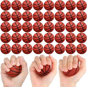 Libima 100 Pcs Mini Basketball Stress Balls 2'' Mini Foam Small Basketball Party Favors Squeeze Sports Balls for Anxiety Stress Relieving School Sports Theme Party Favor(Coffee Red)