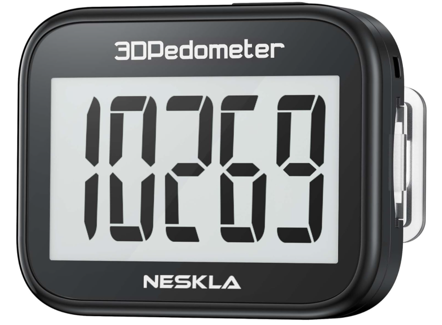 NESKLA 3D Pedometer for Walking, Simple Step Counter with Large Digital Display, Step Tracker with Removable Clip Lanyard, Accurately Track Steps for Men Women Kids Adults Seniors