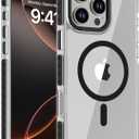DEERLAMN Strong Magnetic Case for iPhone 16 Pro Max 6.9-Inch,[Compatible with Magsafe][Military Grade Drop Protection] Clear Slim Shockproof Protective Phone Cover-Transparent+Black