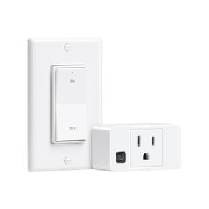 Remote Control Outlet, Decorator Rocker Wall Switch, 200FT Long Range Wireless Light Switch, Mini Remote Outlet Plug, 15A/1875W High-Power for Lamps, Lights, Household Appliances, ETL Listed