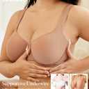 BRABIC Minimizer Bras for Women with Supportive Underwire Unlined Full Coverage Seamless Nude T-Shirt Bra (40D, Dark Nude)