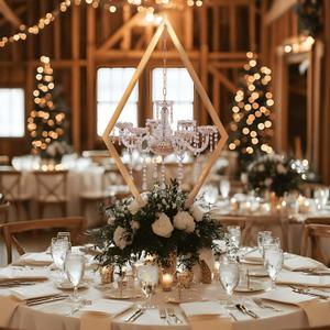 45" Gold Wedding Candelabra Set of 4 | Tall Crystal-Accent Centerpieces with Acrylic Diamond Drops for Reception Tables, Party Decor, Elegant Dining & Events