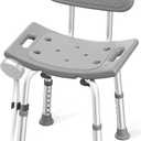 HOMLAND Shower Chair for Inside Shower with Removable Back, 400 lbs Heavy Duty Bath Seat for Bathtub, Safety Bath Stool for Seniors and Disabled - Gray