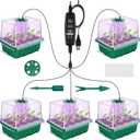 GOONMMILL Seed Starter Tray with Timed Grow Light, 5 Packs Plant Starter Tray Seedling Starter Kit with Humidity Domes Base Indoor Greenhouse Mini Propagator Station for Seeds Growing Starting