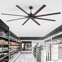 ZMISHIBO 96 Inch Industrial DC Motor Ceiling Fan, Large Ceiling Fan with 8 Reversible Blades, 3 Downrods, 6-Speed Remote Control, Home or Commercial Ceiling Fans for Porch/Garage/Shop, Oil-bronze