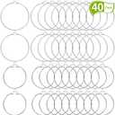 WILLBOND 40 Pieces Round Beading Hoop Earring Finding Component for Jewelry Making 2 Size (Silver)