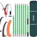 VEVOR Manual Pole Saw, 3.87-27 ft Extendable Pole Tree Pruner with Scissors, Sharp 65Mn Steel Blade, Lightweight Fiberglass Handle Pole, for High Branch Trimming, Pruning Tool for Palms and Shrubs