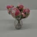 JARELING Artificial Peonies Silk Flowers in Glass Vase Faux Flowers Bouquets Modern Penoy Arrangement 4 Pack for Home Decoration Table Centerpiece (Rose Red)