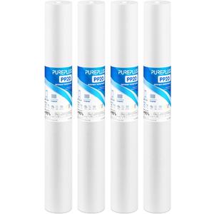 PUREPLUS 5 Micron 20" x 2.5" Whole House Sediment Home Water Filter, 20-inch Sediment Pre-Filtration, Replacement Cartridge Aqua Pure AP110-2C, Pentek P1-20/SP-P1-20/PX01-20, Watts FPMB5-20, 4Pack