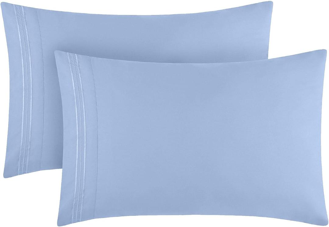 Mellanni Pillow Cases - Luxury, Extra Soft, Cooling Pillow Covers - 2 PC Iconic Collection Pillowcases - Envelope Closure (Standard/Queen 20" x 30", Sky Blue)