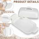 Qinyoung Ceramic Butter Dish with Lid for Countertop Extra Large Elegant Butter Dish Tray with Handle Durable Heavyweight Glazed Ceramic Kitchen Container Keeper Non-slip Base Minimalist(White)