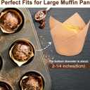 100pcs Extra Large Size Tulip Cupcake Liners for Baking Cups, Food Grade Parchment Paper Large Muffin Liners Holders, Greaseproof Cup cake Wrappers for Party, Christmas by Neyimqr (Natural)