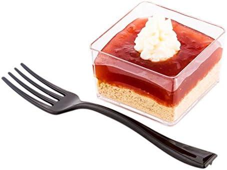 Restaurantware 4 Inch Mini Forks 100 Disposable Tiny Forks - Heavy-Duty Pair With Hors D'oeuvres Desserts Or Samples Black Plastic Appetizer Forks For Parties Weddings Or Catering