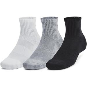 Under Armour Training Cotton Quarter Socks 3-Pack (Medium, (035) Steel / White / Black)