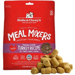 Stella & Chewy's Freeze-Dried Raw Tantalizing Turkey Meal Mixers- Dog Food Topper and Mixer - Made with 95% Cage-Free Turkey, Organs & Bone - Perfect for Picky Eaters - Grain-Free - 35 oz