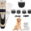 Aovdy Dog Clippers Grooming Kit, Low Noise with Rechargeable, Pet Shaver Cordless Electric Quiet Hair Thick Coats Clippers Trimmers Set for Dogs Cats Rabbit Pets (Gold A)