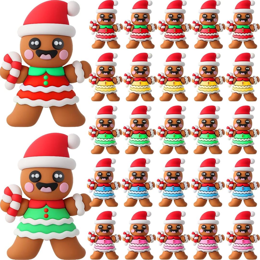 25 Pcs Mini Gingerbread Man Figurines Christmas Decorations Gingerbread Ornaments for Christmas Decorations Party Favors Goody Bag Fillers Fireplace Garden Dollhouse Home Table Decor Gifts