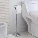 SunnyPoint Bathroom Free Standing Toilet Tissue Paper Roll Holder Stand with Reserve Function, Chrome Finish