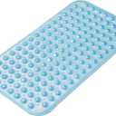 AmazerBath Bath Tub Mat, Medium Size 27.6 x 15 Inches Non-Slip Shower Mats with Suction Cups and Drain Holes, Bathtub Mats Bathroom Mats Machine Washable (Clear Blue)