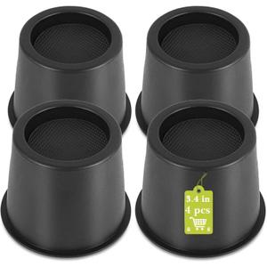 4 Pack Furniture Risers 4 Inch, Bed Risers Heavy Duty for Table Desk Couch Chair Sofa Cabinet Bed Frame Dorm, Round Table Leg Risers Lift Height 3.4", Black